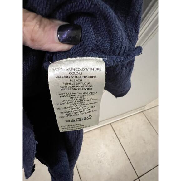 Free People Navy Blue Zander Mini Dress Oversized Layered French Terry Sz L - Picture 7 of 9